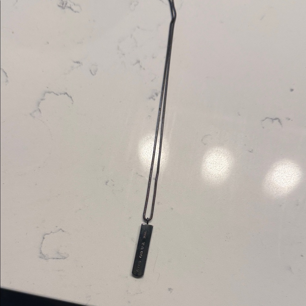 Tiffany & Co. Black Bar Pendant Necklace